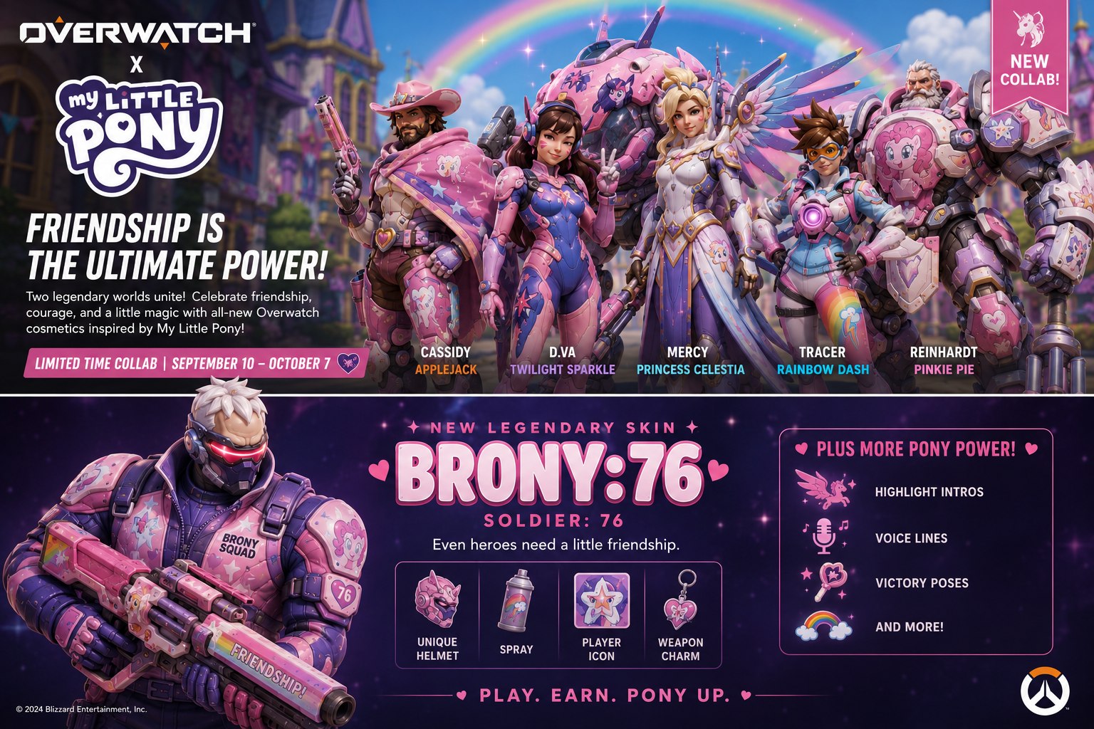 Submitted promotional-style graphic claiming an Overwatch and My Little Pony collaboration.