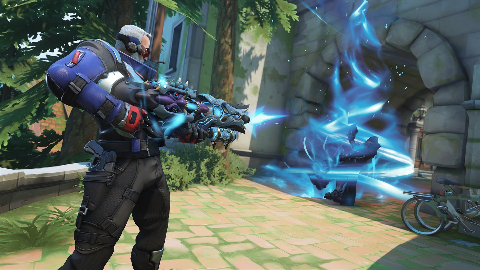 Official Overwatch artwork accompanying New Mythic Deliverance Soldier: 76 Weapon Skin.