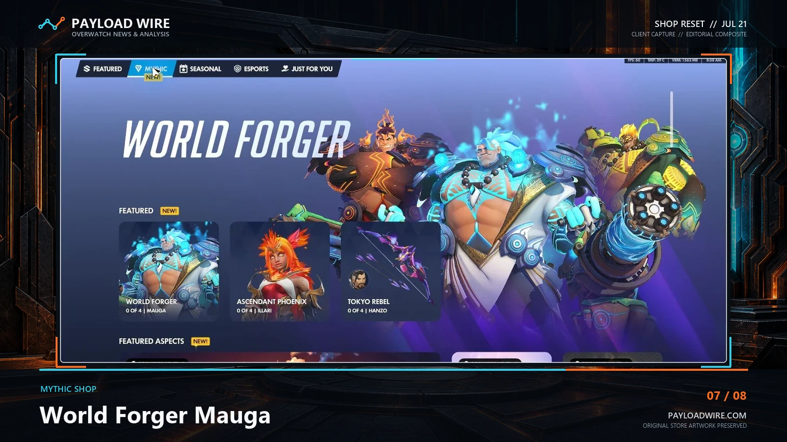 World Forger Mauga featured in the Overwatch Mythic shop.